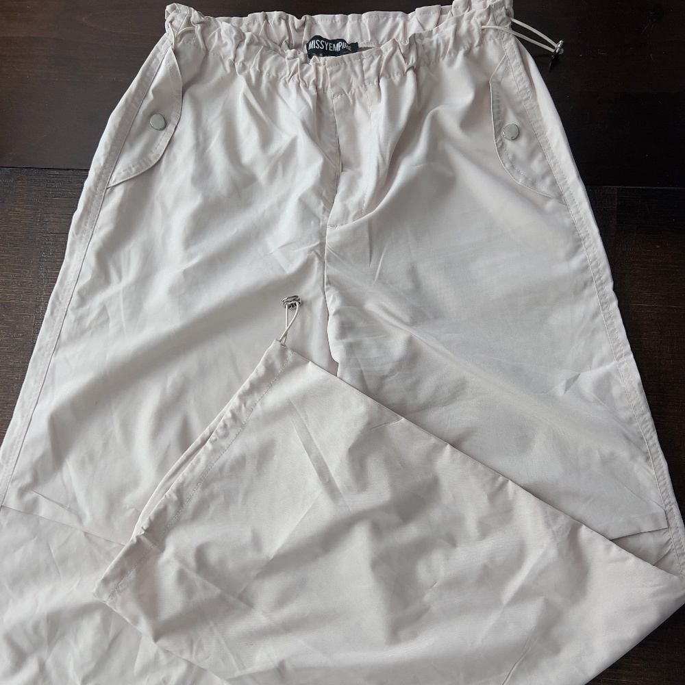 Missy Empire Beige Parachute Cargo Pants